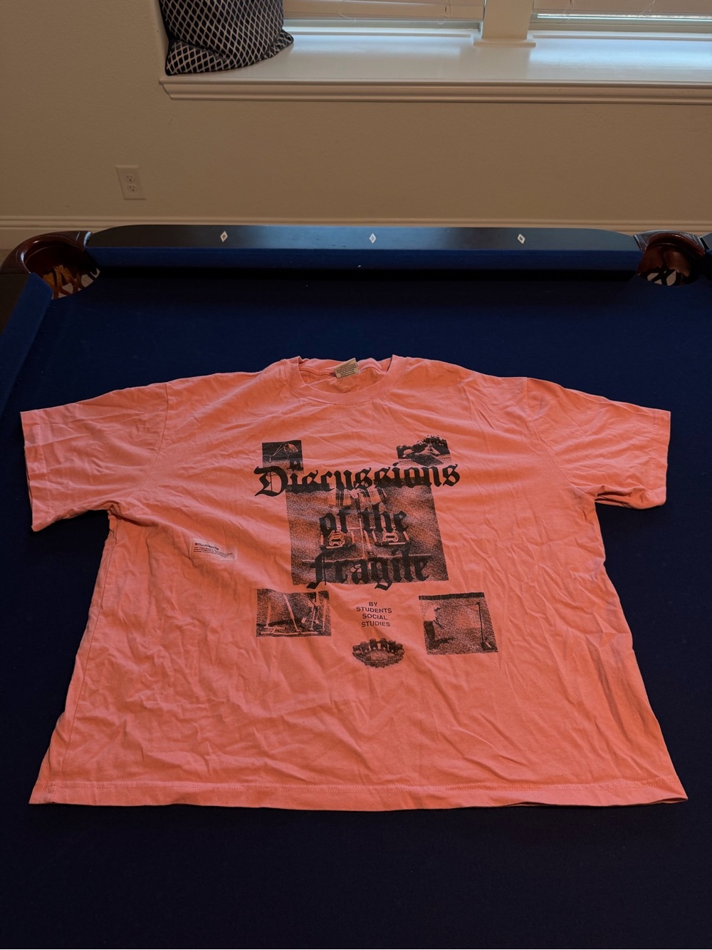 Pink Short-Sleeve Graphic Tee with Black Print